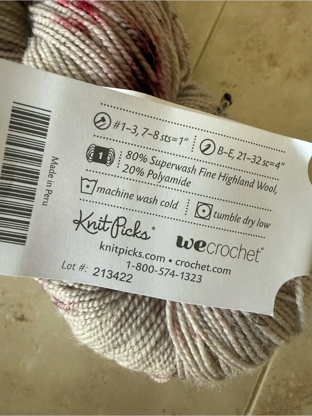 Hawthorne Hand-Dyed Wool Yarn - Cream with Pink Speckles - Berry Smoothie Specle
